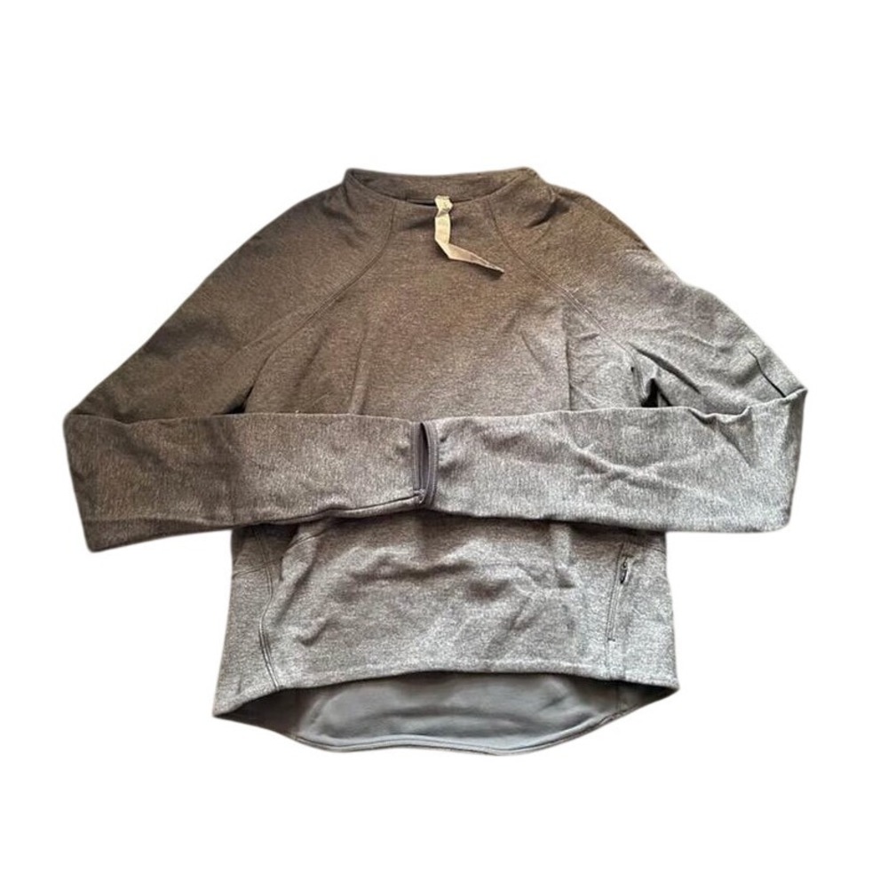 Lululemon Heathered Gray Long Sleeve Mock Neck Athletic Top Pullover Women Size6